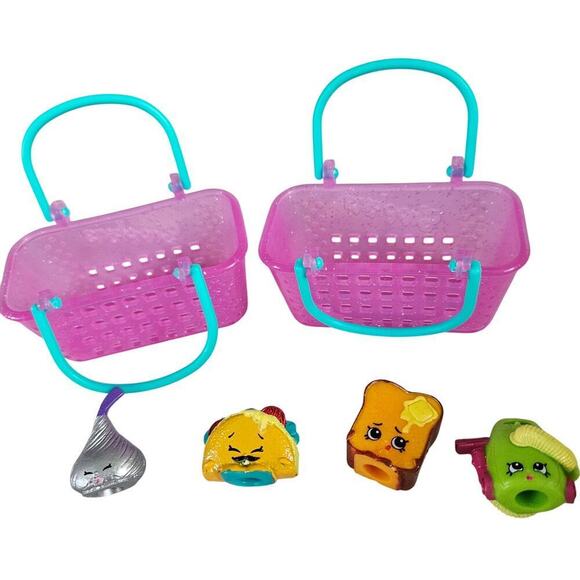 Shopkins Lil Shopping Purple Basket and assorted Shopkins - Picture 1 of 4